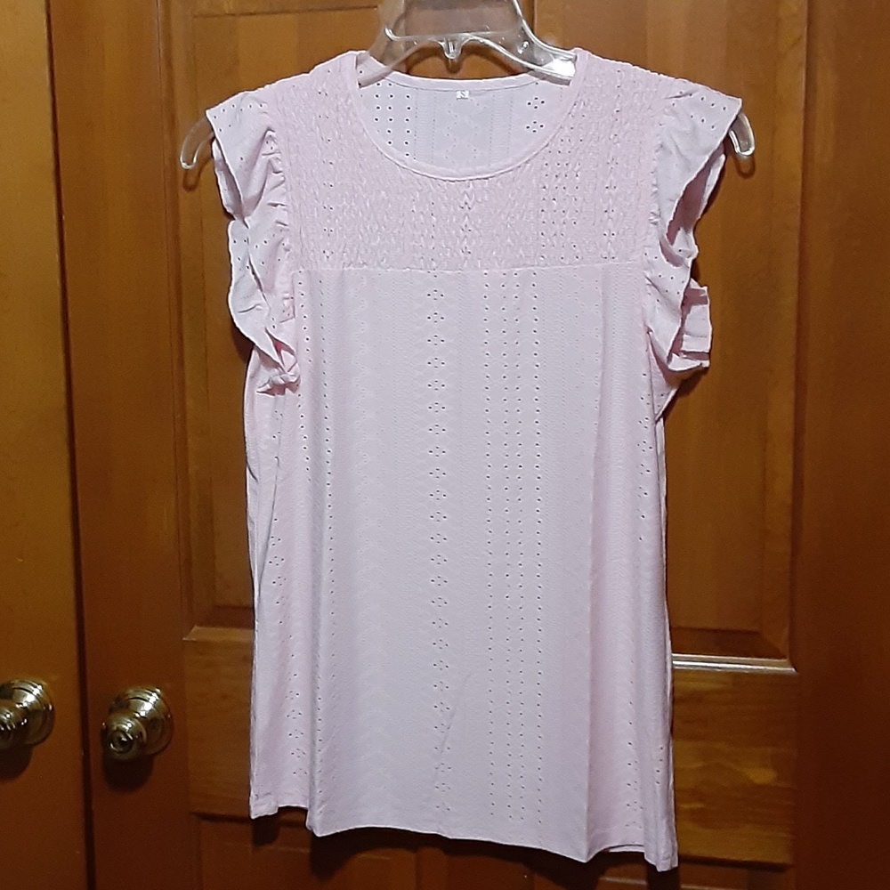 Pink Eyelet Pullover Top